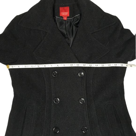 Esprit Pea Coat Double Breasted Wool Blend Grey Women's Small Outerwear Peacoat - Picture 3 of 13